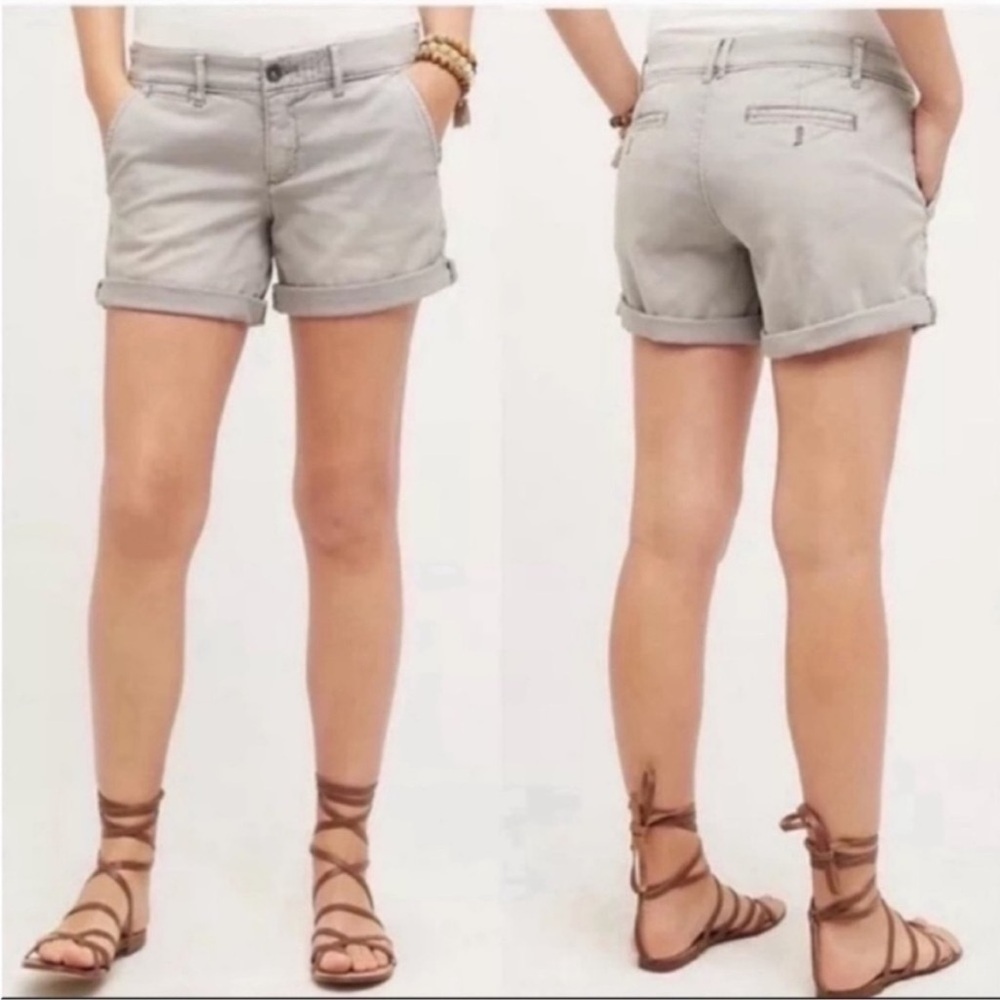 Anthropologie High Rise Relaxed Chino Shorts Boho Beach Casual Gray Size 28